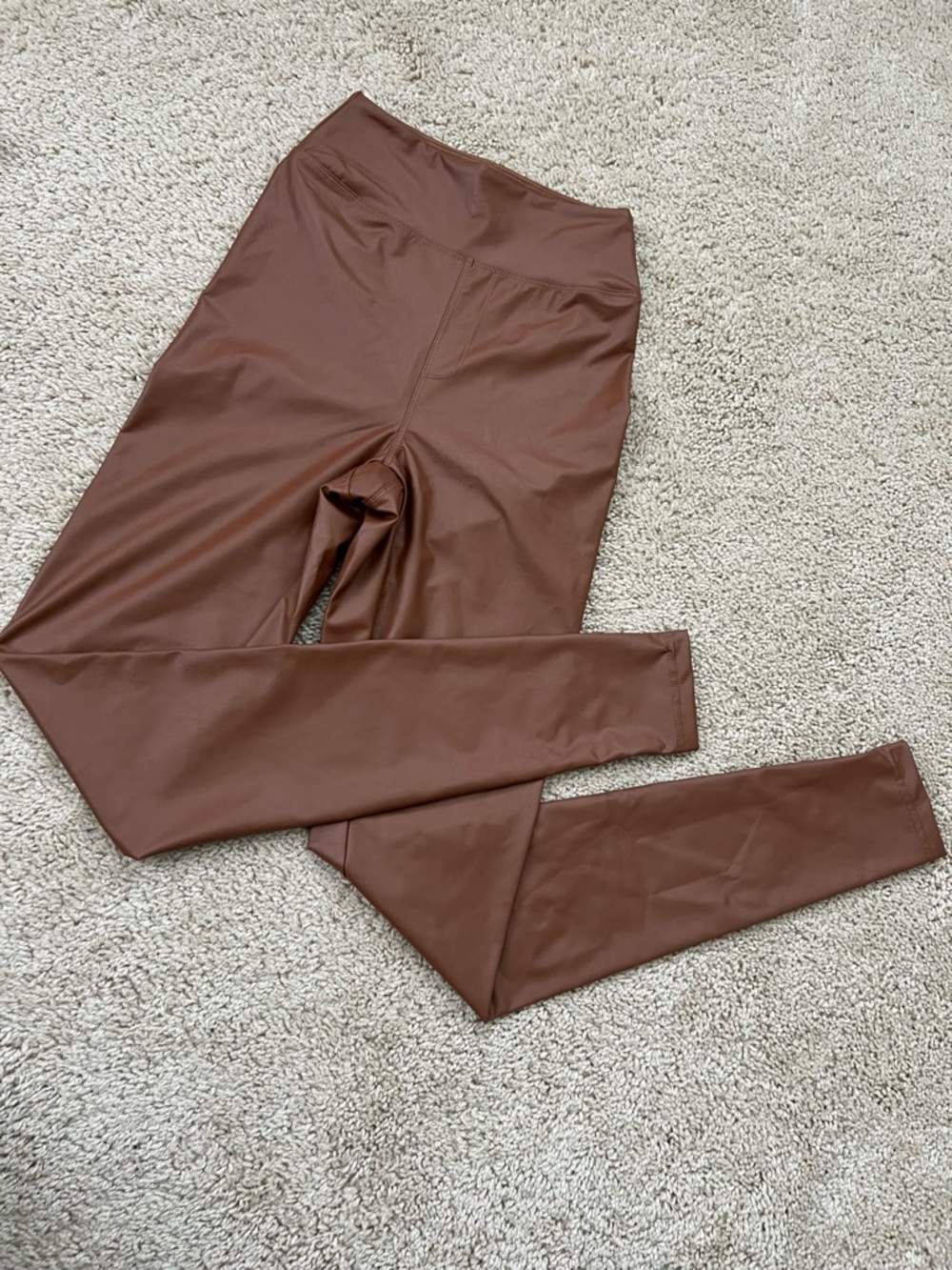 Aerie Offline Luxe Faux Leather Leggings Women’s Size XS Brown High Rise